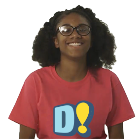 girl in red shirt with SuperDville D! on it